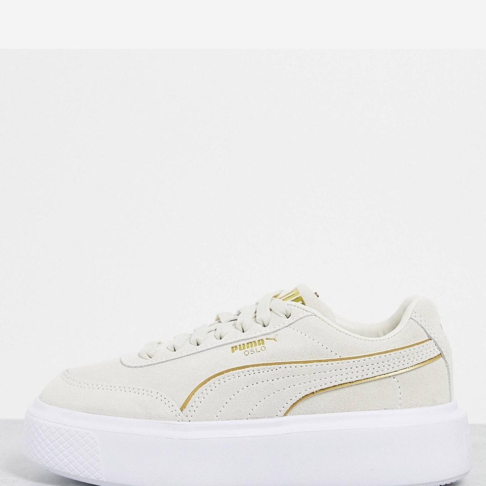 Puma Oslo Cream and Gold Sneakers